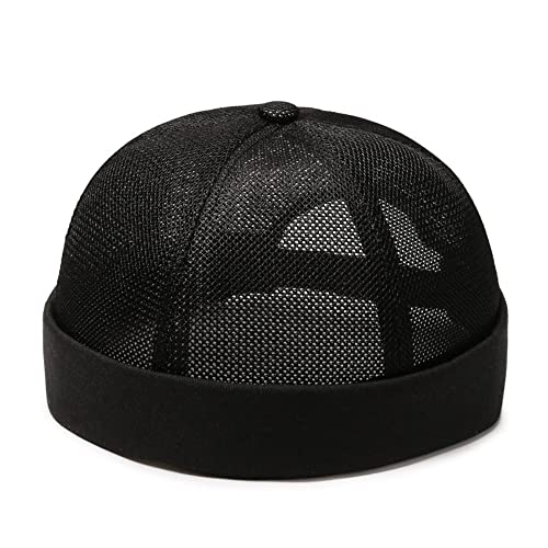 gofidin Summer Men Women Brimless Beanie Caps Adjustable Vintage Style Hat Cap Hip-hop Hat Casual Fashion Outdoor Breathable Mesh Hat Black, Black, One size
