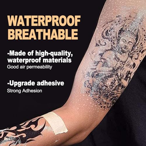 Image of Tattoo Aftercare Bandage Roll, with Sliding Cutter 6 Inch x 2.2 Yards | Transparent Protective Film, Waterproof, Breathable, Stretchable Wrap, Tattoo Protection, 6 x 79 Inch