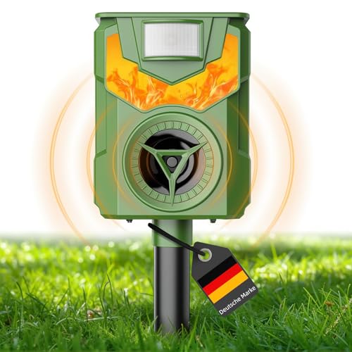 Katzenschreck, Maulwurf Vertreiber, Solar Katzenschreck für Garten, Tiervertreiber mit Flammenlicht, IP44 Wasserdicht Marderschreck Wirksam gegen Katzen,...