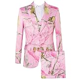 HBDesign Men's Pink Camouflage Suit Twig and Leaf Pattern 2 Button 3 Piece Camo Mens Suit