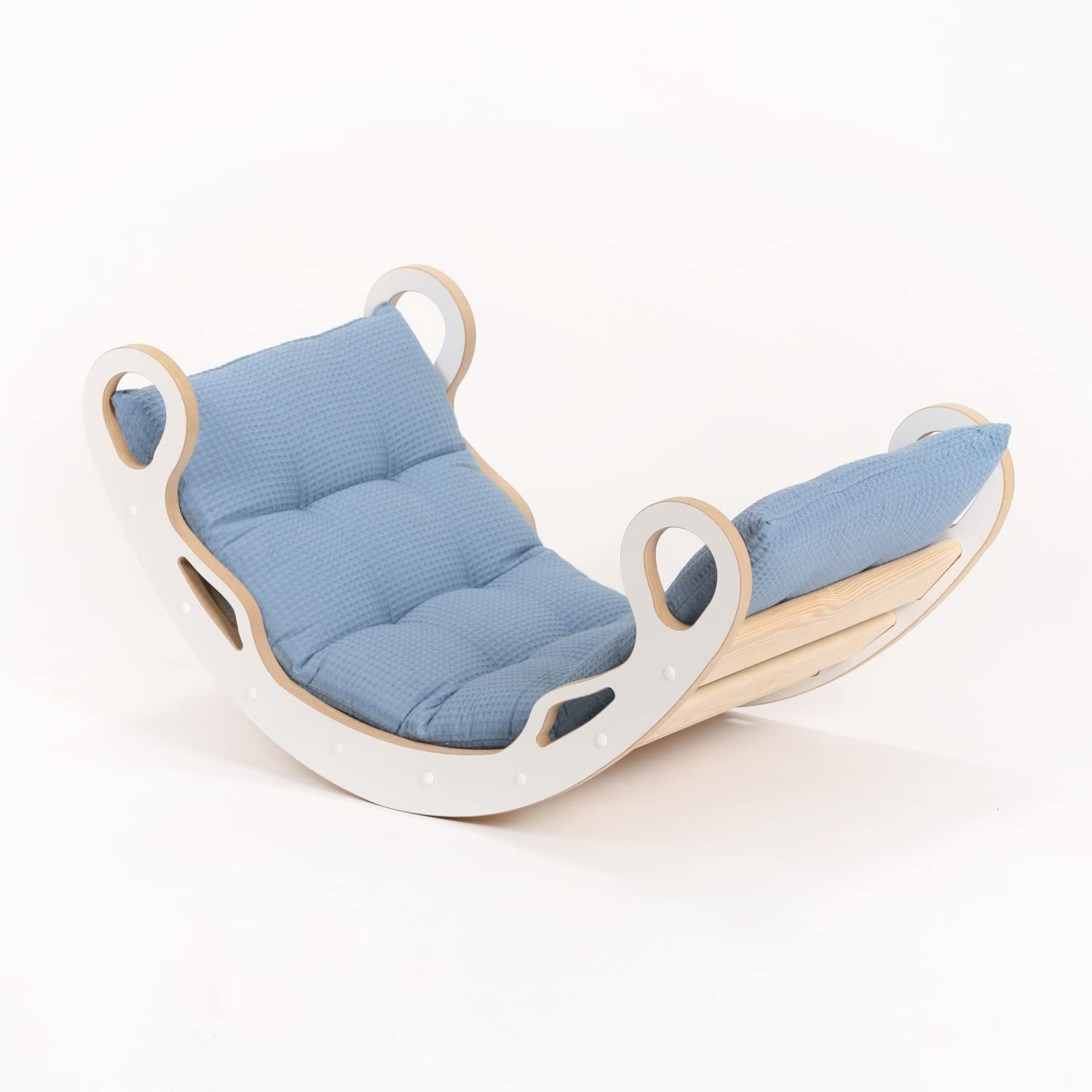 Zofia Kletterbogen mit Kissen und Rutsche für Kinder Klettergerüst Indoor MDF (Jeansfarbe, 75x41x36 cm)