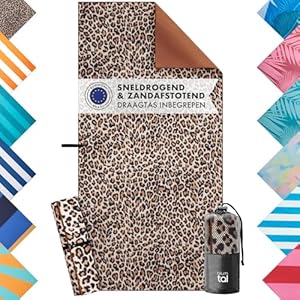Blumtal Strandhanddoek 90x180 cm microvezel - compact en sneldrogend - XXL strandlaken zandvrij met band - badhanddoek luipaardprint