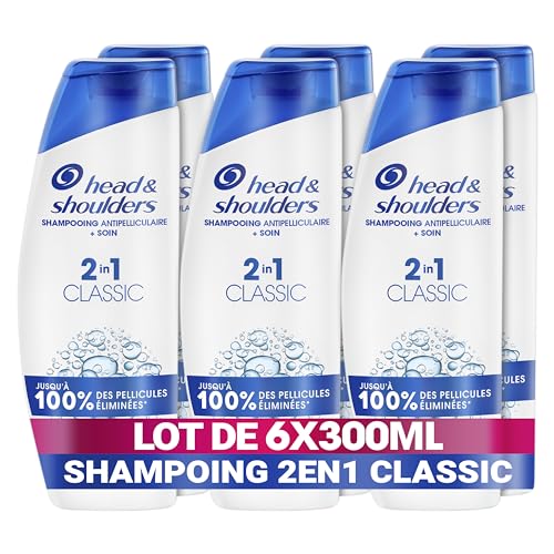 Head & Shoulders Classic 2 en 1 Shampoing Antipelliculaire 6x300ml; Jusqu'à 100% des Pellicules...