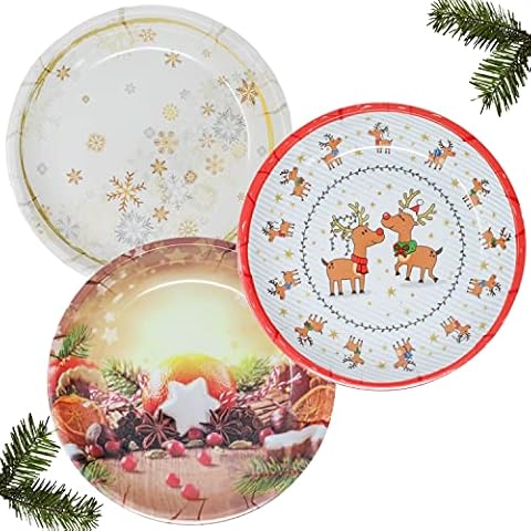 Selldorado® 3X Plato Decorativo de melamina de Navidad Cover