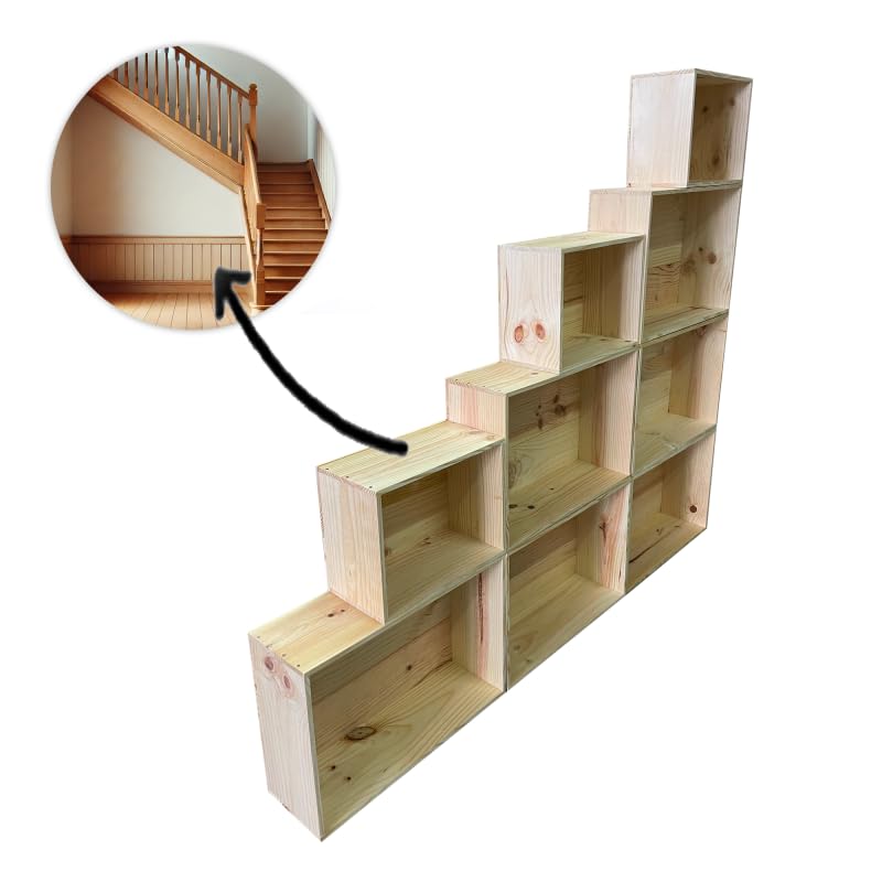 mabouteille.fr Bibliothèque Bois Rangement sous escalier - Etagere modulable 9 caisses pour kit escalier [Bibliothèque Meuble de Rangement]