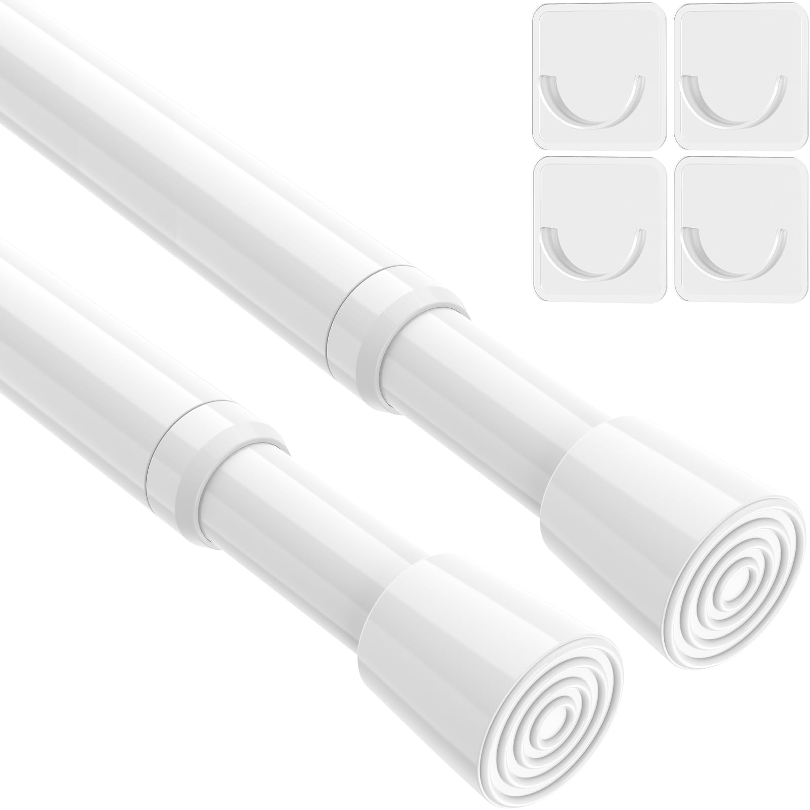 WEIXINHAI 2 Pack Spring Tension Curtain Rod for Windows 26 to 39 inch White Small Tension Rod Adjustable Spring Curtain Rods No Drilling Short Tension