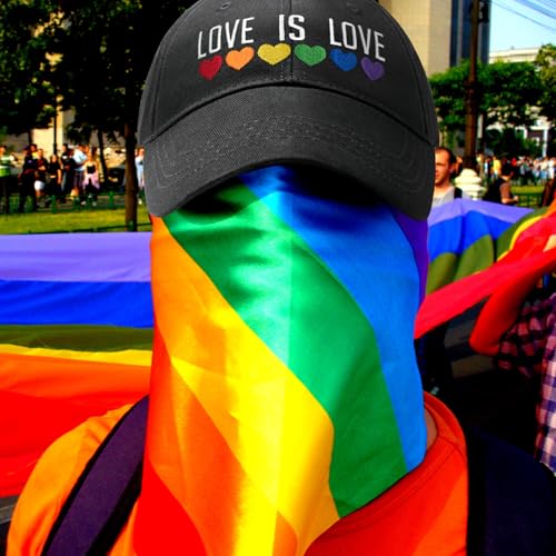 Image of Gay Pride Trucker Hat for Men and Women Rainbow LGBT Embroidered Adjustable Washable Baseball Cap Accessories Gifts