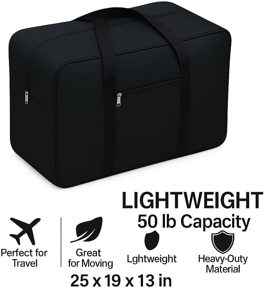 2 PCS Travel Bag Set, Square Cargo Travel Duffle Bag, Canvas Luggage Tote, TSA Approved, Size 25x19.5x13 in, Holds up to 50 lb