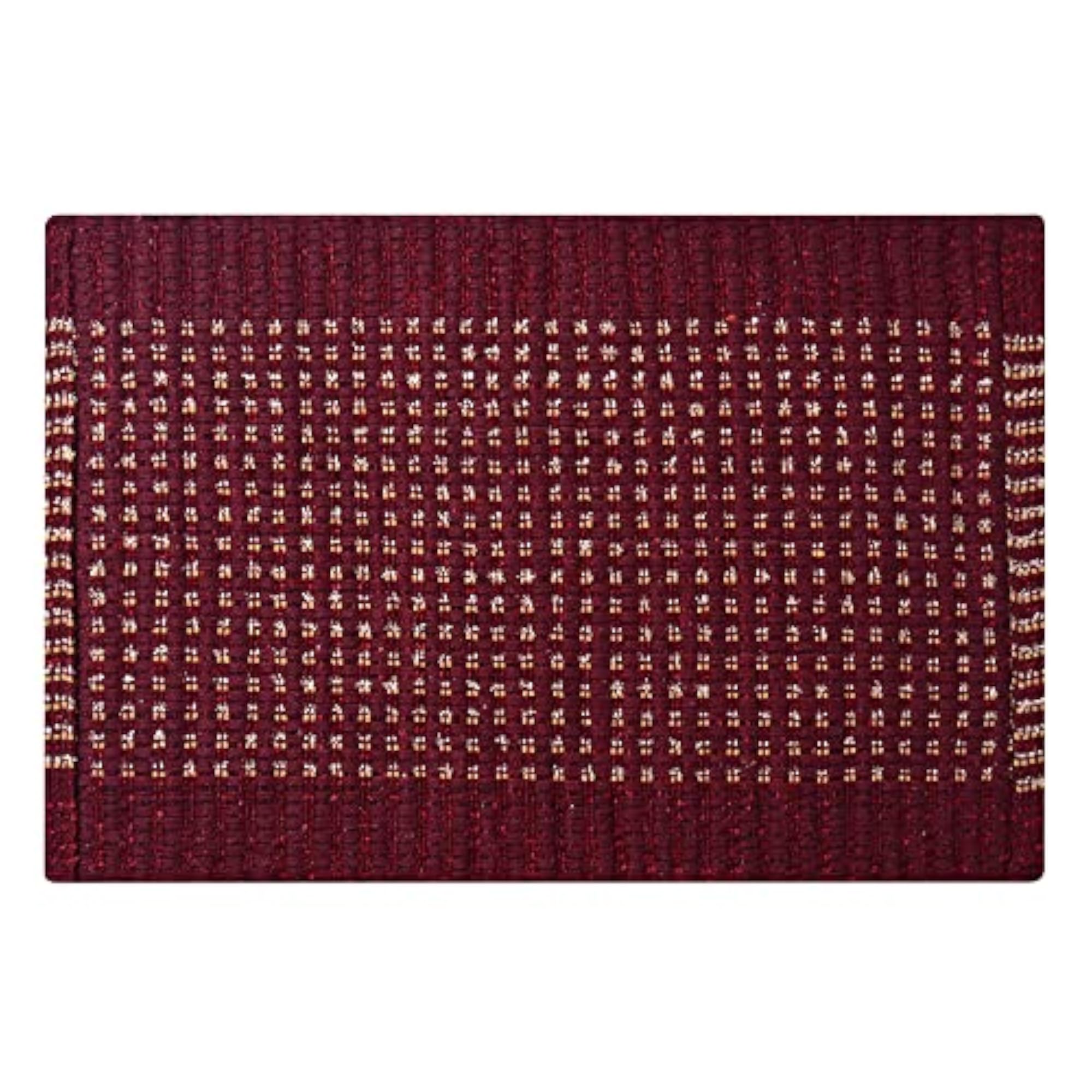 Weaved Cotton Maroon Doormat for Bedroom and Bathroom