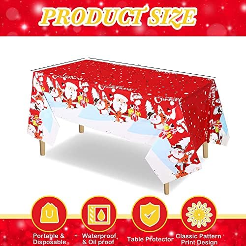 Christmas Table Cloths Christmas Tablecloths Rectangular Washable Table Cover Stain-Resistant for Christmas New Year Decoration Xmas Party Home Decor Christmas Table Cloths (white)