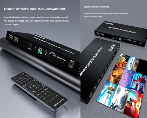 Image of 4K 60hz HDMI 8x2 Multi-viewer with PIP 8 in 2 Out Dual Display Seamless Switcher with Optical 3.5mm Audio 2x1 3x1 4x1 5x1 6x1 8x1 Multi-viewer
