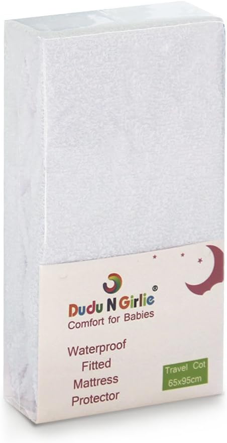 Dudu N Girlie 100 Percent Cotton Travel Cot Waterproof Fitted Sheet, 65 cm x 95 cm