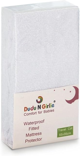Dudu N Girlie 100 Percent Cotton Travel Cot Waterproof Fitted Sheet, 65 cm x 95 cm