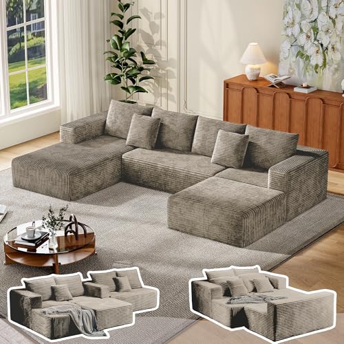 MoonSpeak 133" Modular Sectional Couch with Ottoman
