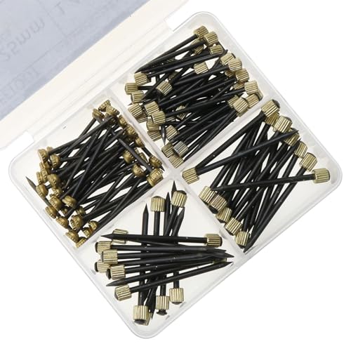 Image of MEETOOT 110PCS 3 Size Black Centre Piercing Brass Cap Studs Picture Hanging Pegs Wall Decorative Nail Hardware Hook Nail for Fixing Hook Coat Hanger Kitchen Tool Keychain