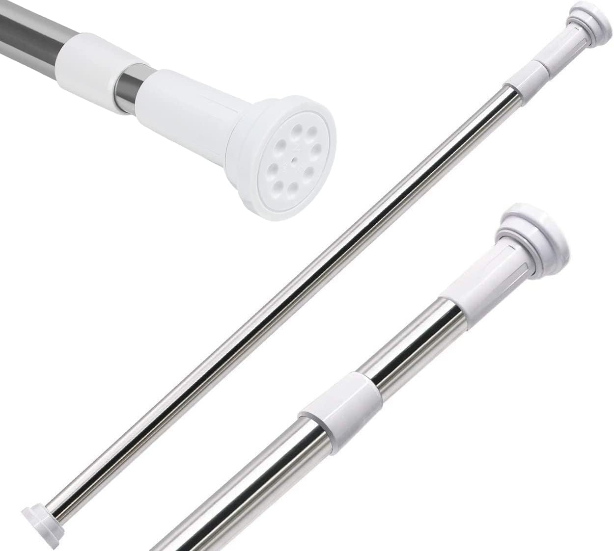 Rubik Shower Curtain Rod Adjustable 60-100cm Extendable Length Telescopic Tension Bar Stainless Steel No Drill Type for Bathroom Shower Bathtub Cabinets Balcony (60cm to 100cm)