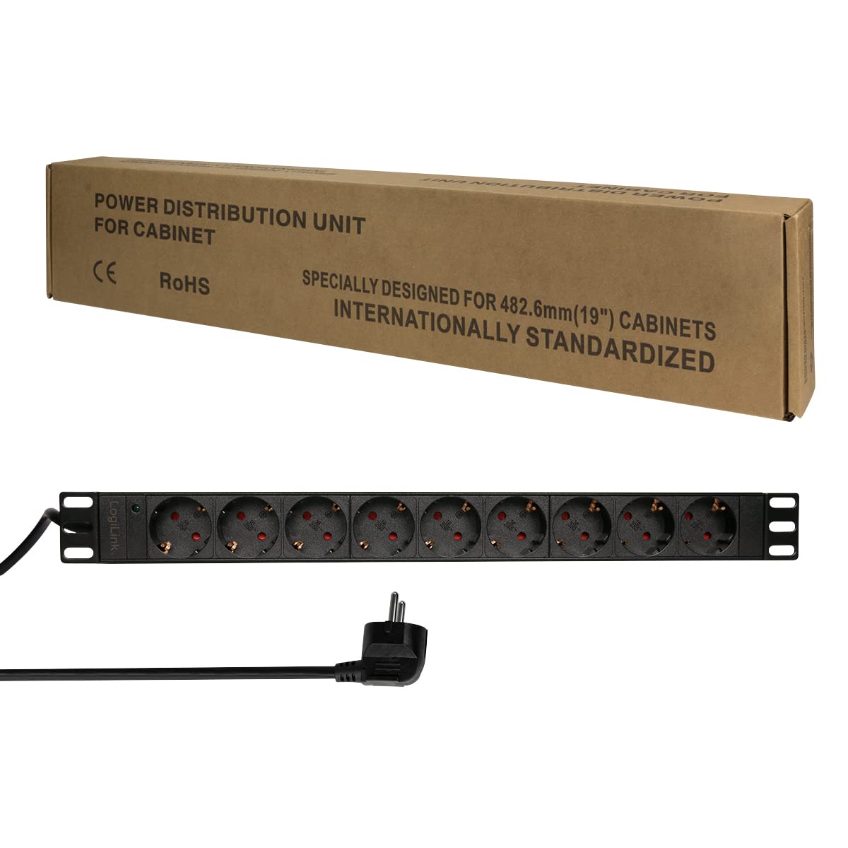 LogiLink Professional PDU9C03 wysokiej jakości listwa zasilająca "19" CEE7/3 (zestyk ochronny) czarna