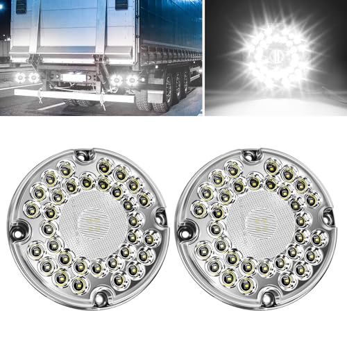 Image of 2Pcs 7 inch Round White LED Backup Lights 36 LED 7 Inch Back-up Reverse Bus Lights Trailer Tail Light Waterproof for Truck Trailer RV Bus UTV with Gasket 10-30V