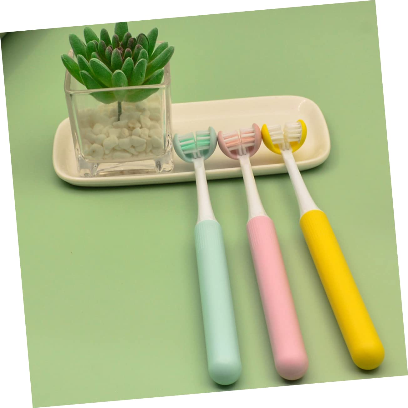 Spazzolino da Denti Manuale a 3 Lati per Pulizia Orale, Setole Morbide, Design Avvolgente, Impugnatura Ergonomica, Spazzolino per Adulti per Igiene Quotidiana