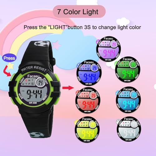 Kids Digital Watch for Girls Boys,Children's Waterproof Colorful Light UP Outdoor Sport Watch with Stopwatch Alarm-Kids Gifts for Girls Boys4