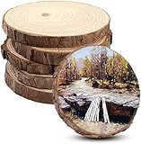 Unfinished Natural Wood Slices 12 Pcs 4.8-5.5 inch Craft Wood kit Circles Christmas Ornaments Centerpiece Rustic Wedding Decoration DIY Crafts with Bark