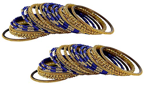 Image of NMII Acrylic (Plastic) With Silk Thread & Beads Studded Worked Glossy Finished Kada Set For Women and Girls