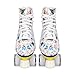 White Graffiti Roller Skates, 4-Wheel Roller Skates, Bright Wheels, Comfortable for Childrens Playground (39)