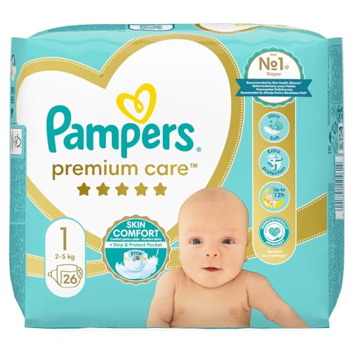 PAMPERS PAÑALES PREMIUM CARE, TAMAÑO 1, 2-5 KG, 26 PIEZAS