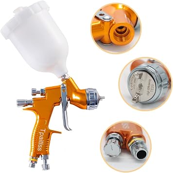 Auto Body Paint Spray Gun Kit Automotive air hvlp Spray Gun Car Paint Gun Gravity kit 1.3mm Tip 600ml Plastic Cup for Car Paint,Gold