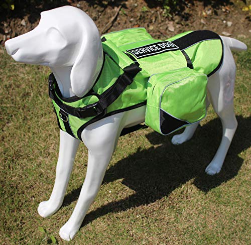 haoyueer Hunde-Rucksack für Service-Hunde, abnehmbare Satteltaschen mit Label-Patches (grün, L)