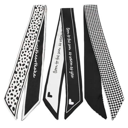 3 Pack Purse Scarf Set,Silk Ribbon Scarves for Bags Head Scarf for Handbag Handle Scarf Band Hair Neck Scarf for Women Fashion Holiday Gifts Wrapping,18