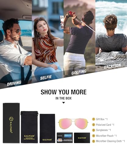 Image of KALIYADI Polarized Aviator-Sunglasses-for-Men Women Mens-Sunglasses: Lightweight Polit Sun Glasses Upgraded UV400 for Driving