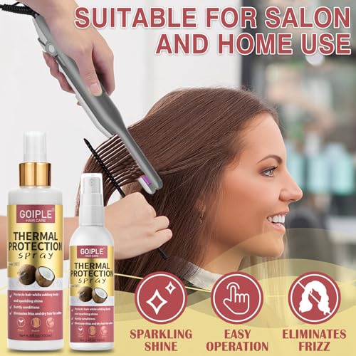 WOZUTUNT Spray protector térmico para cabello de coco, 2 unidades, spray protector térmico, sin parabenos ni tintes, tamaño de viaje, protección contra el calor para cabello dañado - imagen 8