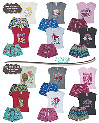 Kit com 6 Conjunto Infantil Menina - Verão - 1 ao 8