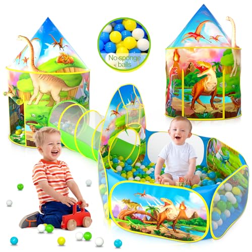 Wilwolfer Pop-up Zelt für Kinder + Krabbeltunnel + Bällebad - 3-in-1...