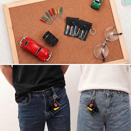 Image of 40 Pcs Mini Screwdriver Tape Measure Keychains Set Mens Gift Bulk for Dad Adult Christmas Tool Birthday Party