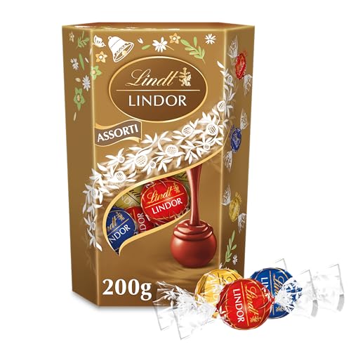 Lindt - Cornet LINDOR - Assortiment de Chocolats au Lait, Noirs et Blancs - Idéal pour Pâques, 200g