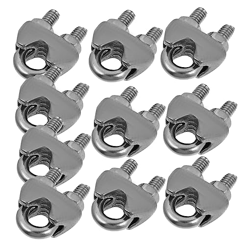 NAMOARLY 10pcs Wire Rope Cable Clips Wire Cable Fastening Clamps U Clamp for Wire U Bolt Saddle Fastener Hardwares Clamps Cable Clamps for Rigging Rope Stainless Steel Silver