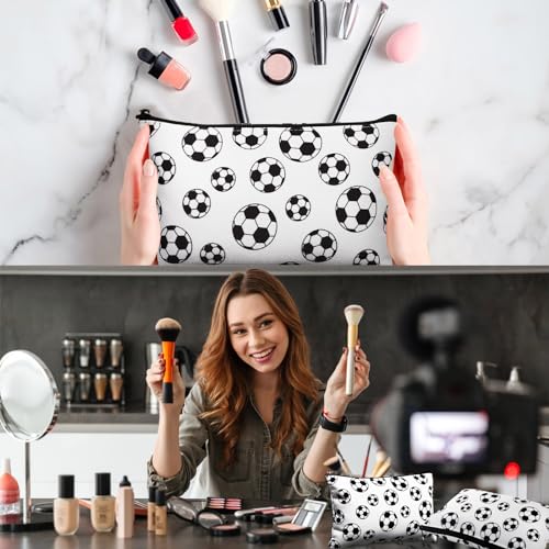 Eccliy 20 Pcs Soccer Makeup Bags Bulk Sport Team Gifts Soccer Cosmetic Bag Accessories for Women Toiletry Zipper Pouch Travel Canvas Gifts Stuff for Party Team Players Lover3