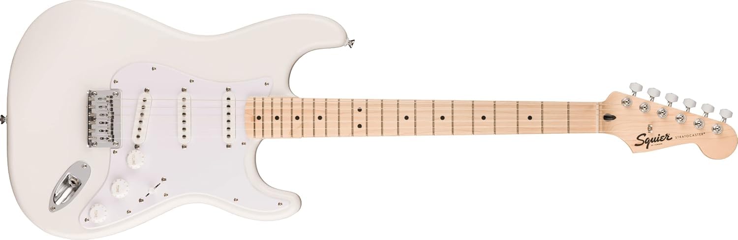 Fender Squier Sonic Stratocaster Poplar Electric Guitar With Gig-Bag, Polishing Cloth, Strap, Picks & E-Book - White - Image 2 thumbnail