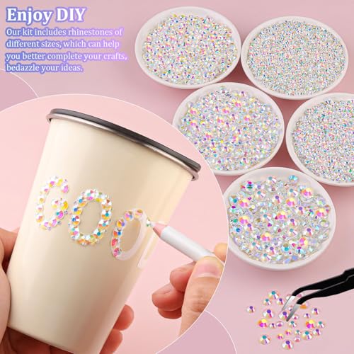 Image of Resin Rhinestones for Crafting with 3Pcs 10ml B7000 Jewelry Glue, 1 Box Transparent AB Flatback Gems Crystals Diamond for Bedazzling Crafts DIY Nail Art Makeup, Gems for Clothing Tumblers Shoes