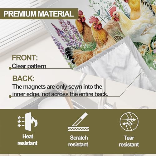 Image of Magnetic Dishwasher Cover,Chicken Rooster Grass Reusable Dishwasher Magnetic Cover Decorative Door Covers Panel for Home Kitcen 23 inch x 26 inch