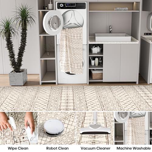 Tapete pequeño 2x3 lavable beige marroquí miniatura 6