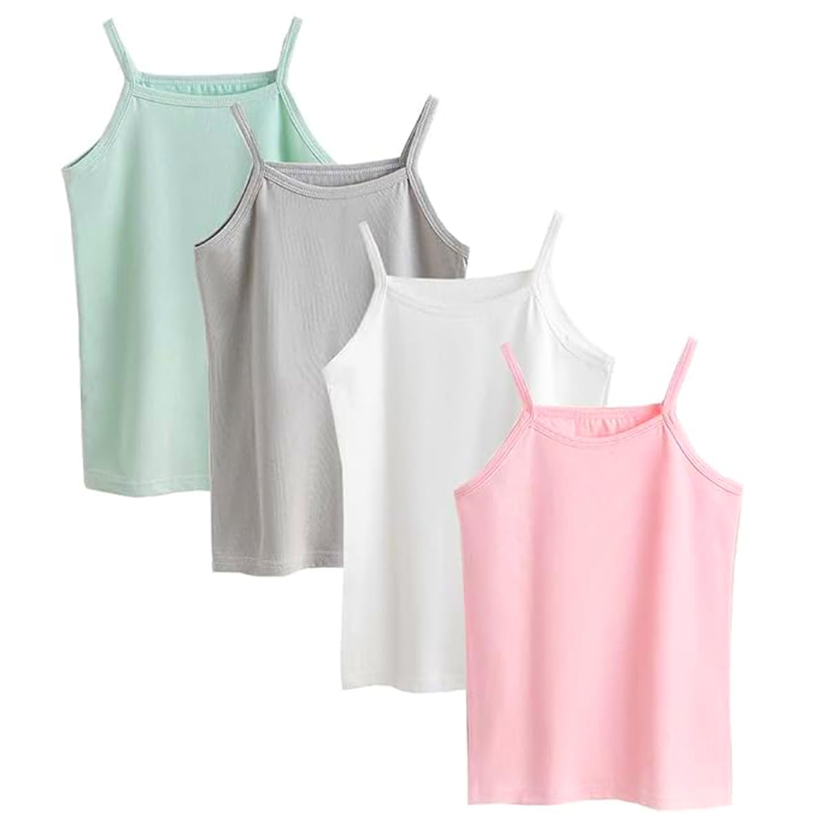 Anntry 2-8 Años Niñas Colores Sólidos Camisas de Suave Camisas 4 Pack Niños Cómodos Camisetas Sin Mangas Respirables