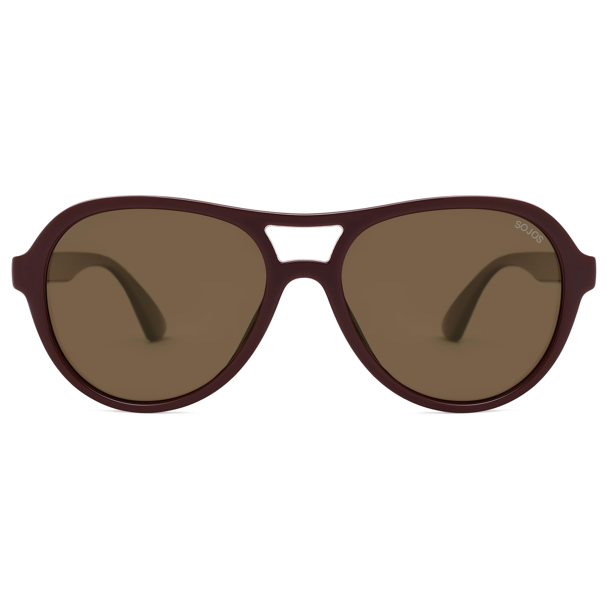 Photo 1 of [Scratches on left lense] SOJOS Retro Aviator Polarized Sunglasses for Women Men Vintage 70s Style UV Protection Womens Mens Sun Glasses SJ2646, Deep Eggplant Purple Frame/Retro Brown Lens