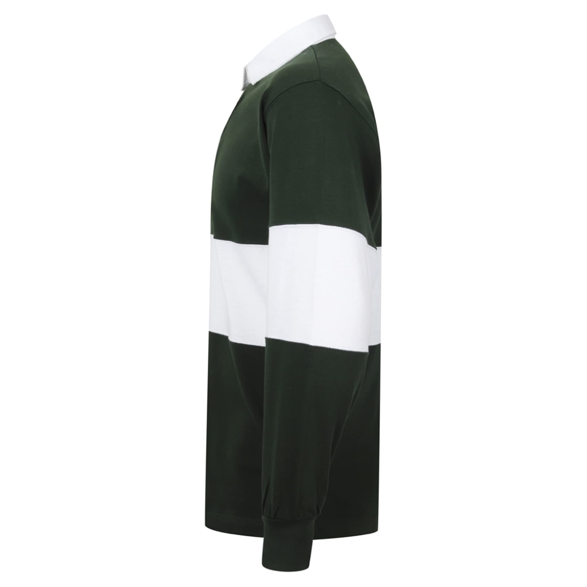 Front Row - Maglia da Rugby con Pannelli a Contrasto - Unisex (XL) (Verde Bottiglia/Bianco)