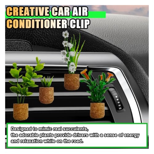 Image of 4PCS Plant Car Air Freshener Vent Clip, 3D Artificial Aromatherapy Diffuser, Cute Mini Flower Vase, Creative Interior Decoration Accessories (Type 1)