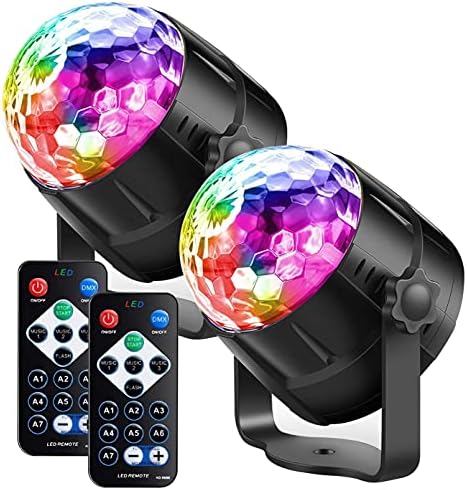 Party Lights Disco Ball LED Strobe Lights Sound Activated, RBG Disco Lights,dj Lights,Stage Light for Home Room Dance Parties Birthday Bar Karaoke Xmas Wedding Show Club