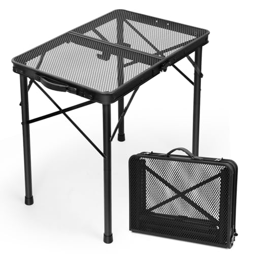 E EASTSTORM 2ft Portable Camping Table 2 Adjustable Heights Mesh Small Folding Table (23.6x 15.7) Lightweight Outdoor Cooking & BBQ Table for Camping Fishing Garden Patio Beach & Festivals