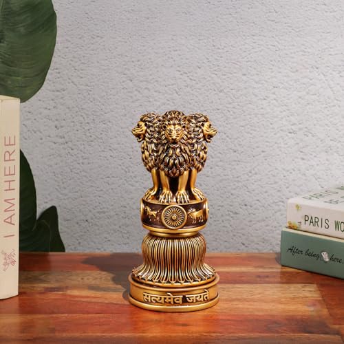 Image of Artarium Handcrafted 9 Inch Ashoka Ashok Pillar Idol Pillar Statue Showpiece for Car Dashboard Home Office Decor Table Showpiece Corporate Gifting - Antique